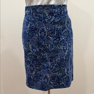 *NEW - Talbots Blue Corduroy Paisley Pencil Skirt (sz 8P)